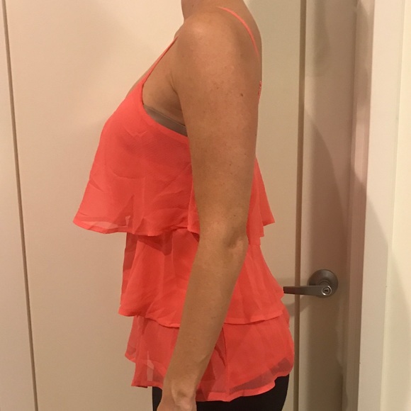 NWT • CANDIE'S CORAL TIERED RUFFLED TANK TOP - Picture 2 of 4